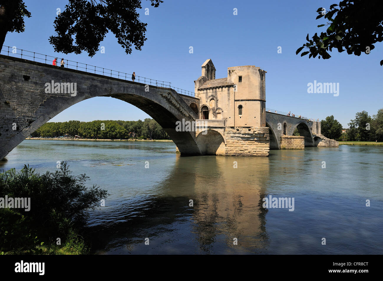 Pont Saint-Benezet e il fiume Rodano, Avignone, Sito Patrimonio Mondiale dell'UNESCO, Provence, Francia Foto Stock
