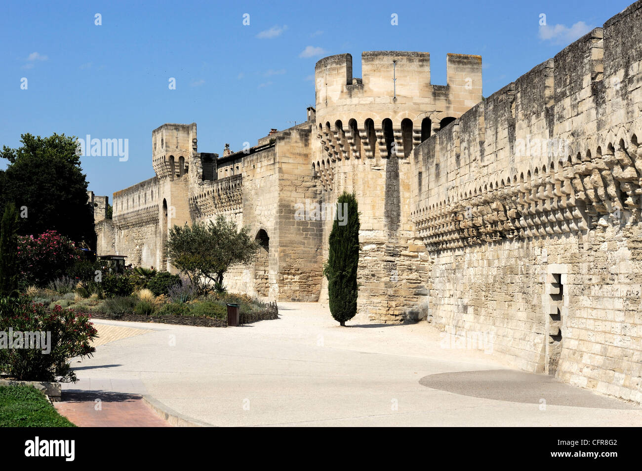 Mura e bastioni, Avignone, Provence, Francia Foto Stock
