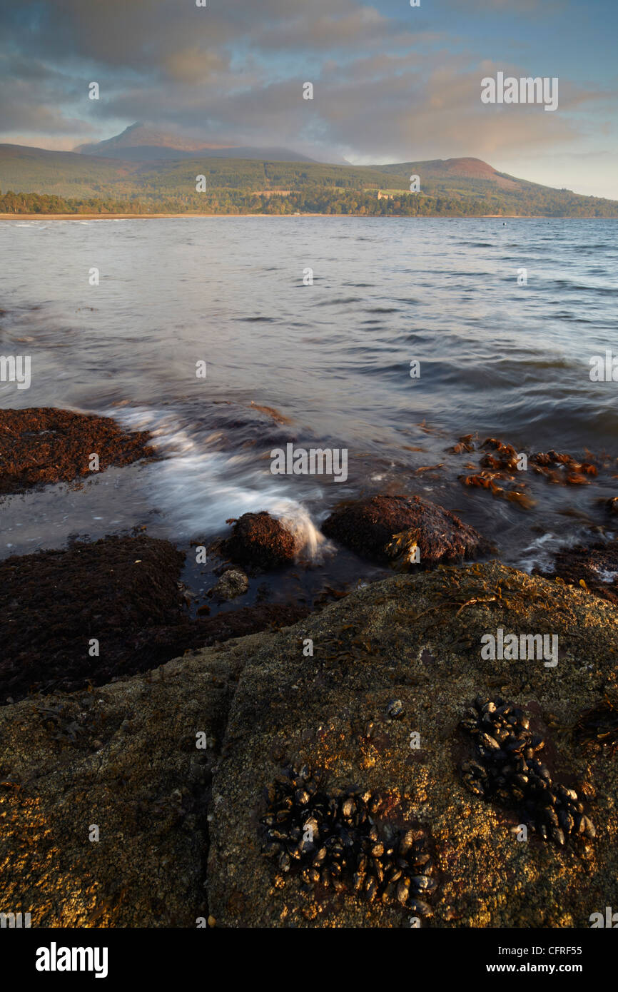 Guardando attraverso Brodick Bay, Isle of Arran, Scotland, Regno Unito, Europa Foto Stock