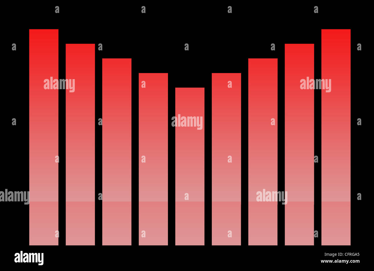 Rosso grafico aziendali isolate su uno sfondo nero. Foto Stock