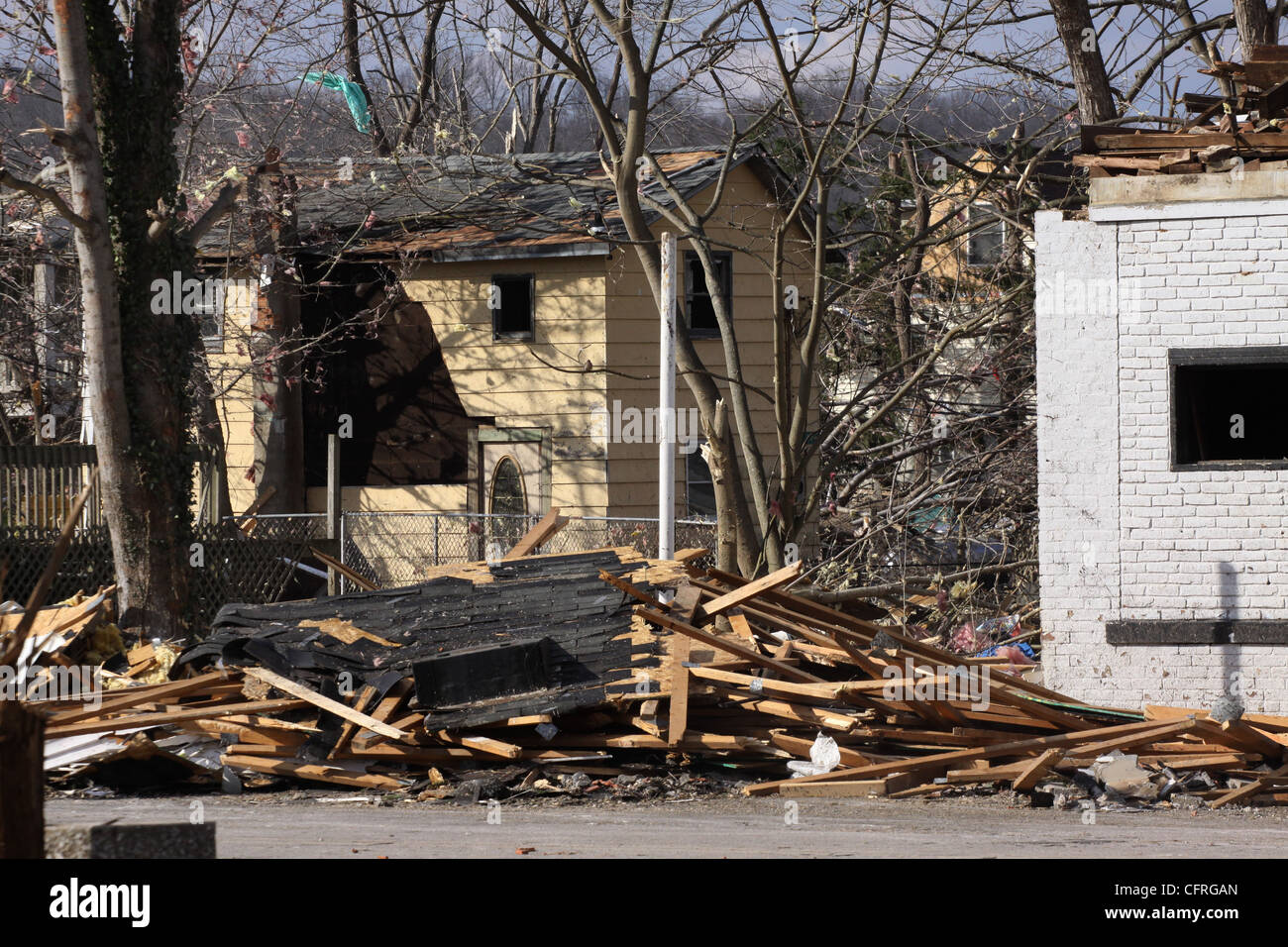 Tornado danni città Mosca Ohio Foto Stock