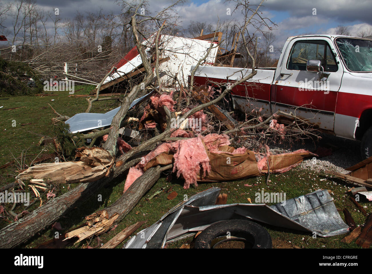 Tornado danni città Mosca Ohio Foto Stock