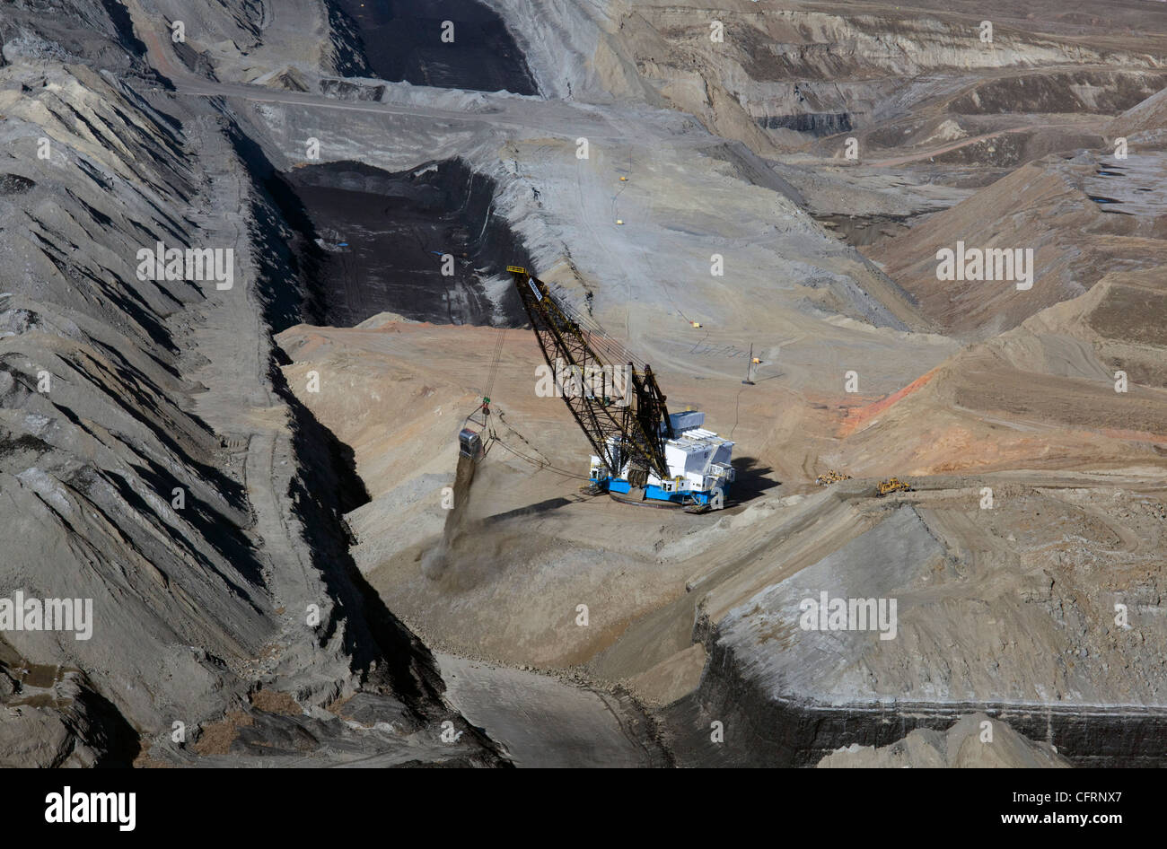 Miniera di carbone nel Wyoming polvere del bacino del fiume Foto Stock