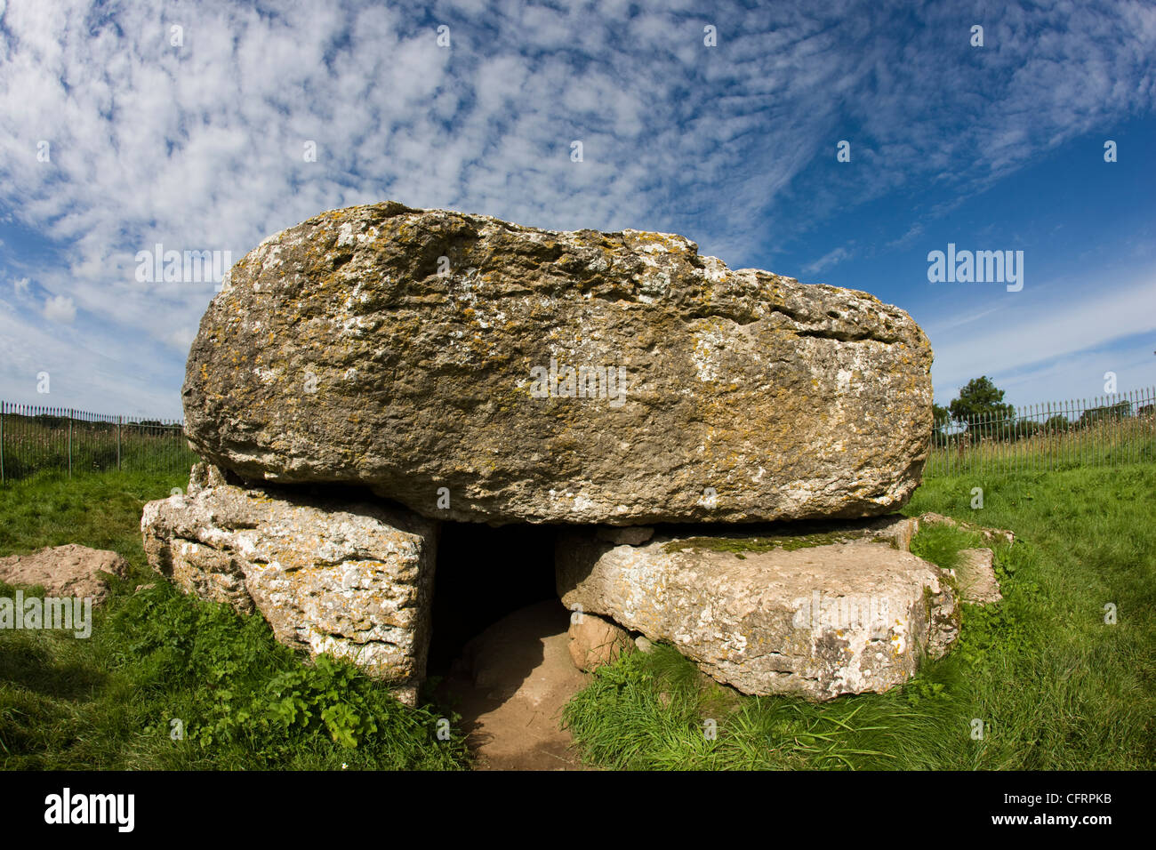 Neolitico camera di sepoltura a Lligwy, vicino Moelfre, Anglesey, Galles del Nord Foto Stock