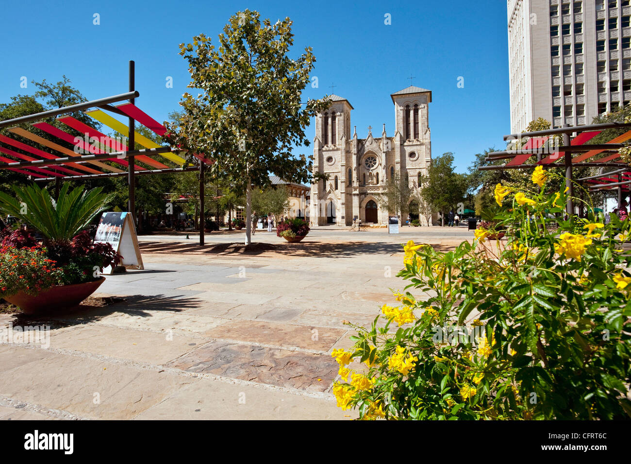 Stati Uniti d'America, Texas, San Antonio, Main Plaza San Fernando Cathedral/Iglesia de Nuestra Senora de la Candelaria y Guadalupe. Foto Stock