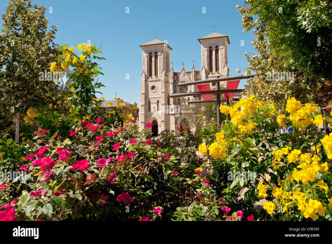 Stati Uniti d'America, Texas, San Antonio, Main Plaza San Fernando Cathedral/Iglesia de Nuestra Senora de la Candelaria y Guadalupe. Foto Stock