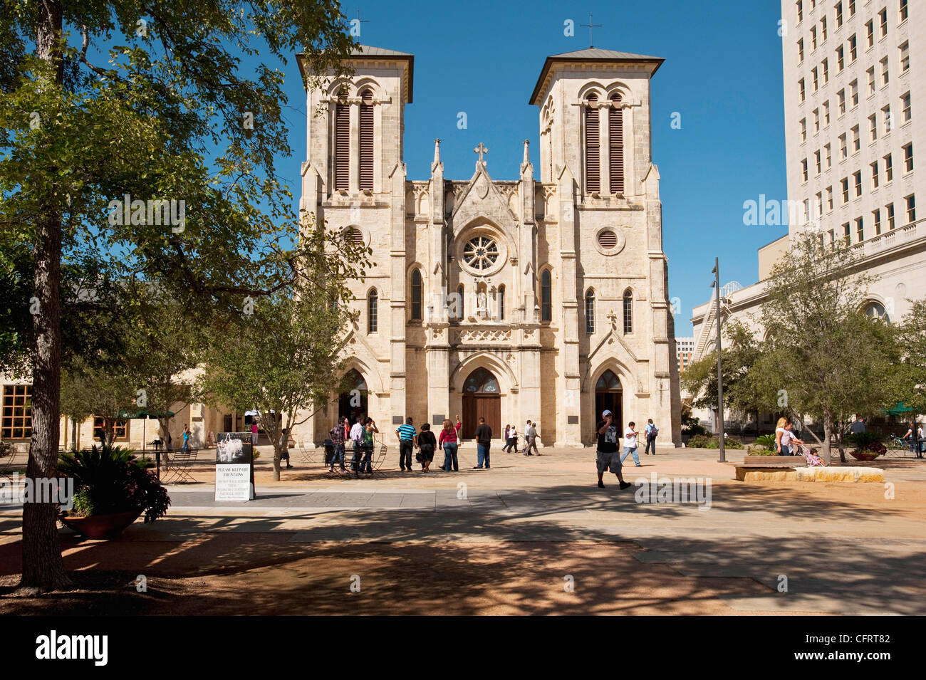 Stati Uniti d'America, Texas, San Antonio, Main Plaza San Fernando Cathedral/Iglesia de Nuestra Senora de la Candelaria y Guadalupe. Foto Stock
