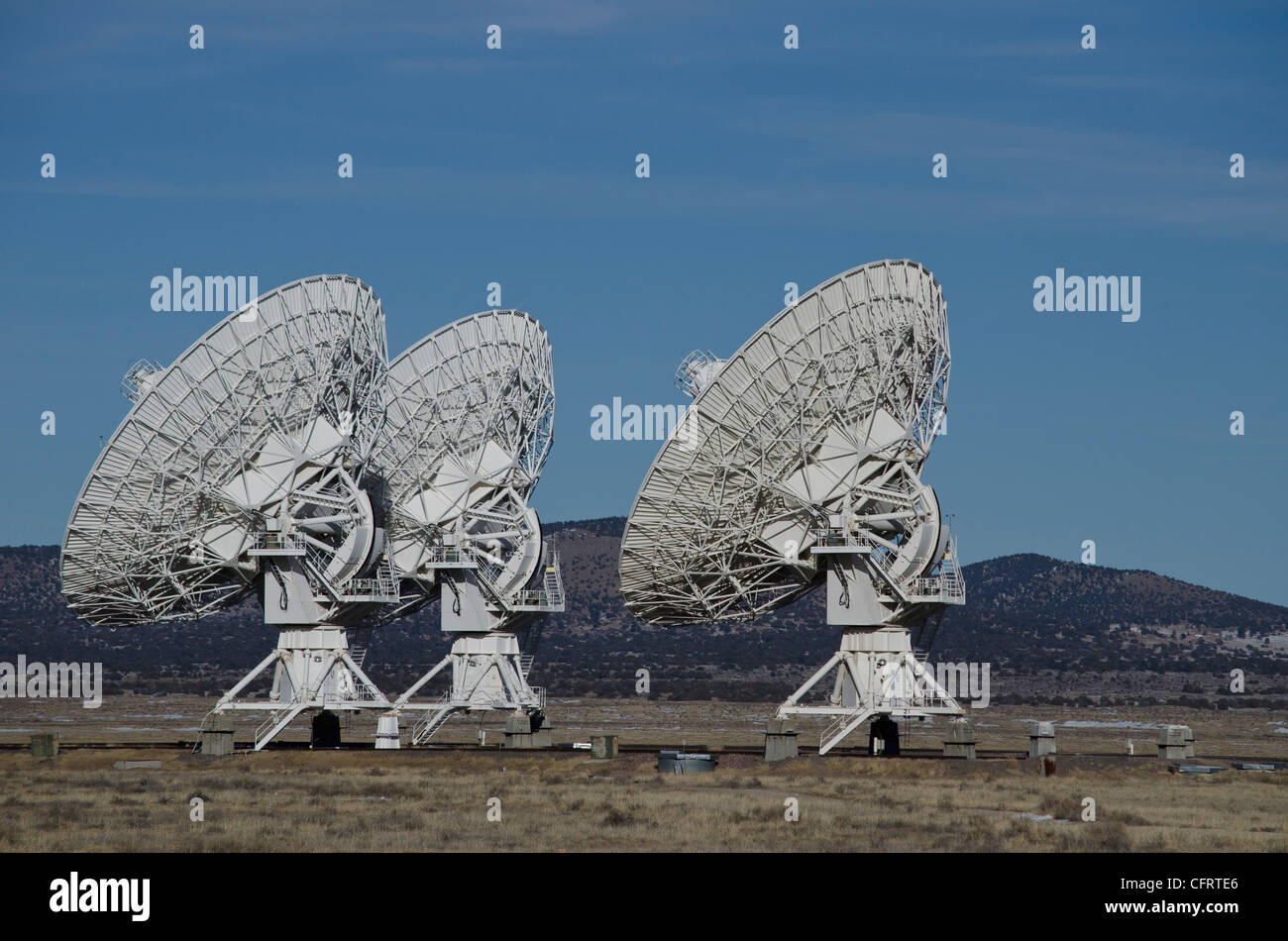 VLA, molto grande schiera, NM, Stati Uniti d'America, NRAO, Radio Nazionale Osservatorio astronomico, 3 radio telescopi, Foto Stock