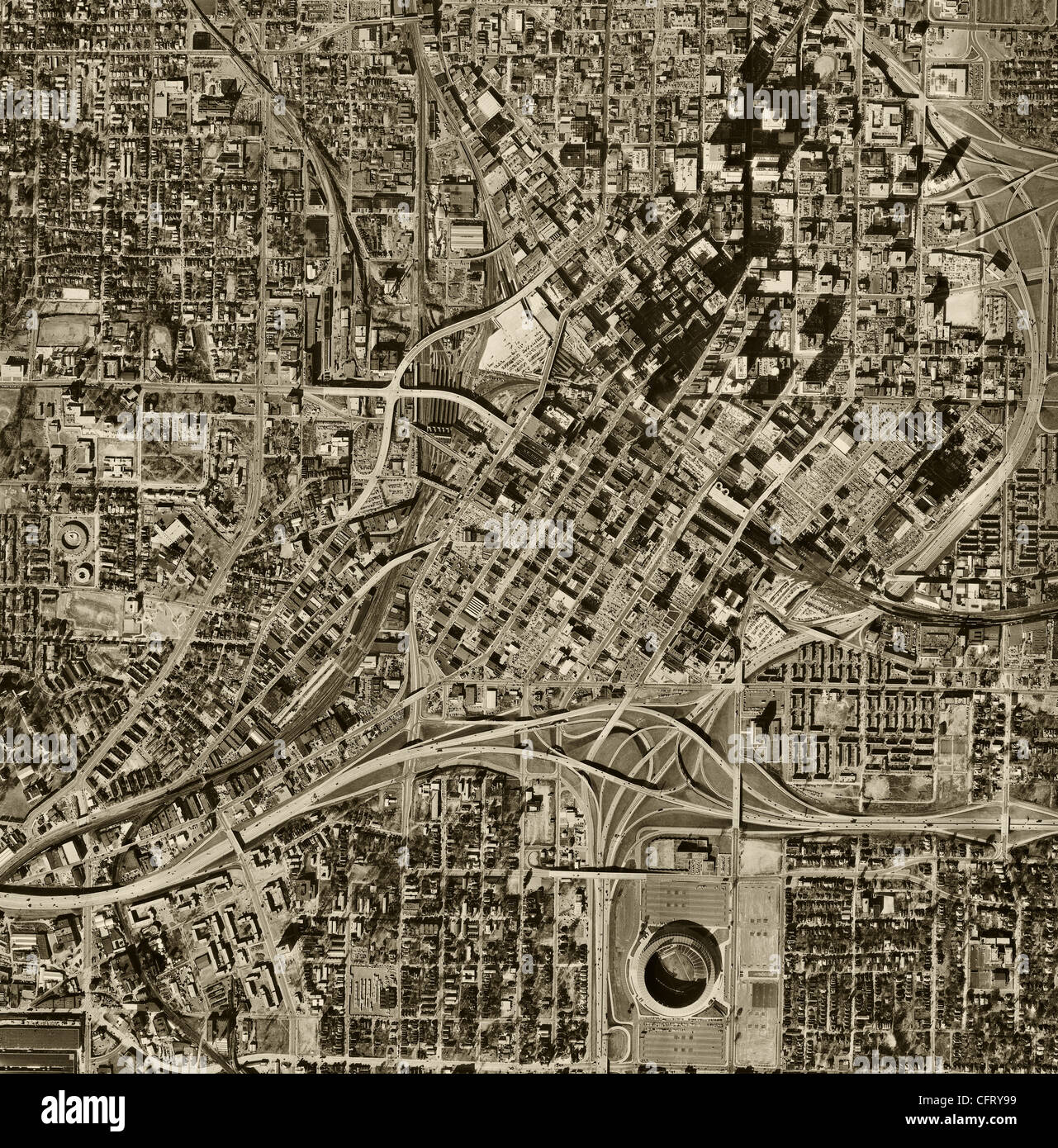 Storico foto aeree mappa Atlanta, Georgia, 1968 Foto Stock