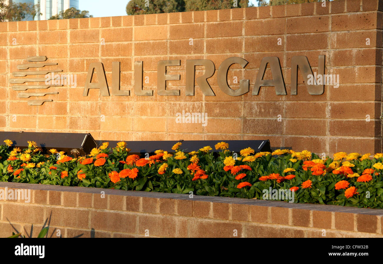 Feb 02, 2007; Irvine, CA, Stati Uniti d'America; Allergan, Inc. con sede a Irvine, California, è un global società produttrice di specialità farmaceutiche che sviluppa e commercializza prodotti innovativi per la cura degli occhi, neuromodulator, cura della pelle e di altri mercati specialistici. In aggiunta alla sua scoperta di svluppo Foto Stock