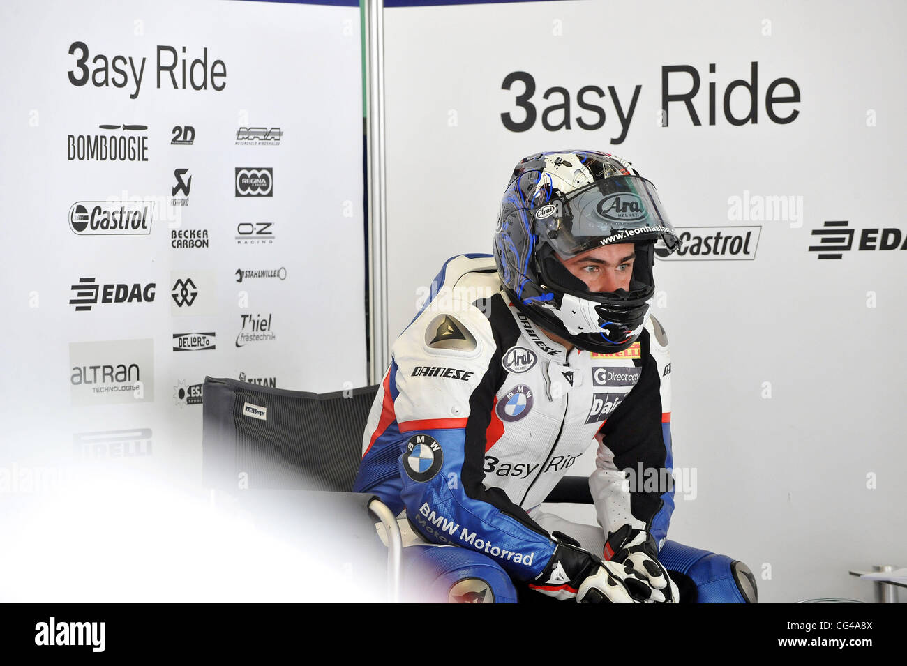 Leon Haslam BMW nel Mondiale Superbike Team Australia test a Eastern Creek International Raceway Sydney, Australia - 27.01.11 Foto Stock
