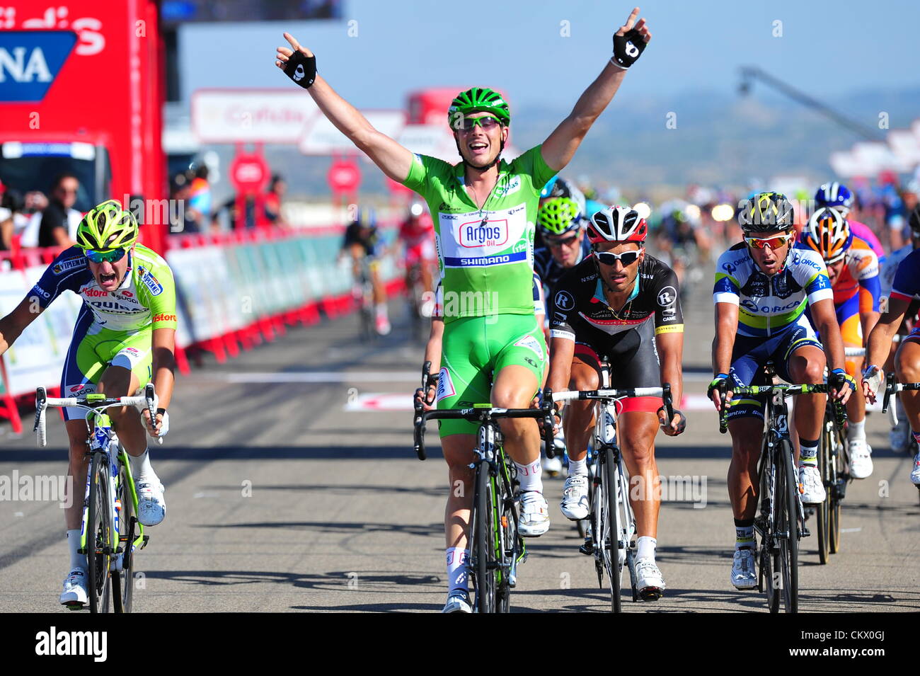 24 ago 2012. Huesca ad Alcaniz, Spagna. Vuelta a Espana, fase 7. Huesca ad Alcaniz, John Degenkolb vince la tappa. Credit: Azione Plus immagini di Sport / Alamy Live News Foto Stock