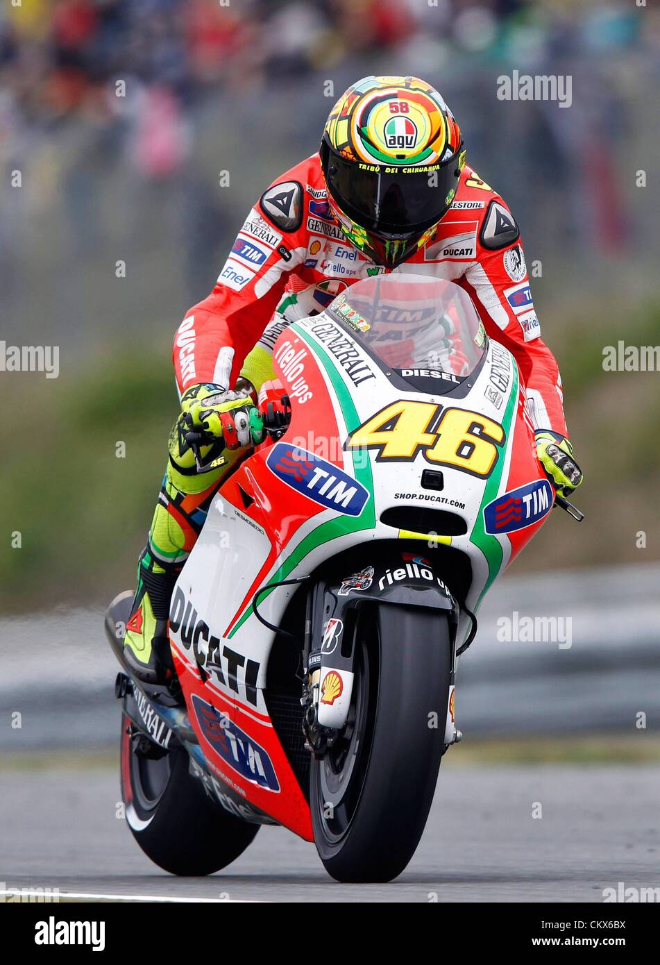 26 ago 2012. Brno, Repubblica Ceca MotoGP GP Gran Premio della Repubblica ceca Automotodrom Brno foto mostra Valentino Rossi ITA Ducati Foto Stock