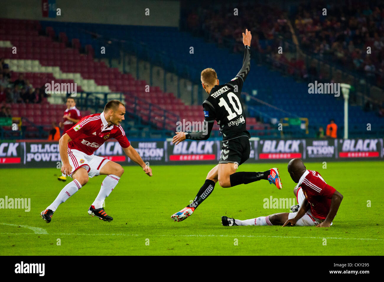 Agosto 31, 2012 a Cracovia (pol. Cracovia), Polonia - terzo round del calcio polacco Extraleague. Wisla Cracovia v Polonia Warszawa corrispondono. Wisla fu sconfitto 1:3 dalla Polonia. Foto Stock