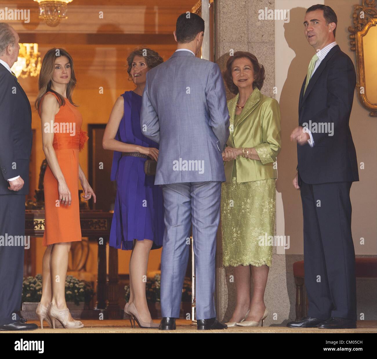 4 luglio 2010 - Madrid, Madrid, Spagna - Spagnolo il Re Juan Carlos e la Regina Sofia, il Principe Felipe e la principessa Letizia partecipare alla cena con il Presidente della Repubblica araba siriana, il sig. Bashar Al-Assad e la Sig.ra Assam Al-Assad a Palazzo Zarzuela di Madrid (credito Immagine: © Jack Abuin/ZUMAPRESS.com) Foto Stock