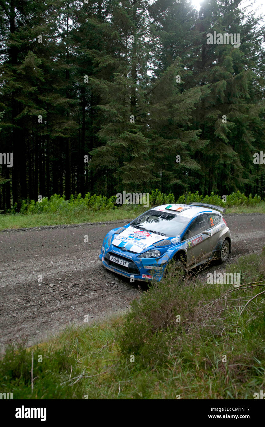 14 Settembre 2012 - Devils Bridge - il Galles Centrale : WRC Rally Galles GB SS6 Myherin fase : Craig Breen e Paul Nagle dell Irlanda nella loro Ford Fiesta S2000. Foto Stock