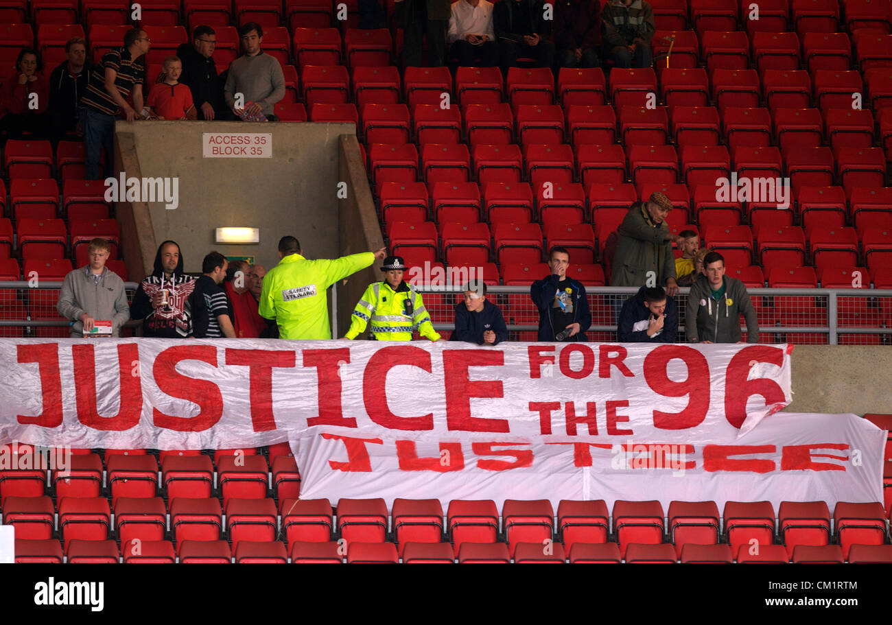 Barclays Premier League inglese di calcio - Sunderland AFC v Liverpool FC. Banner di Liverpool durante la Barclays Premier League inglese match tra Sunderland AFC e Liverpool FC. Foto Stock