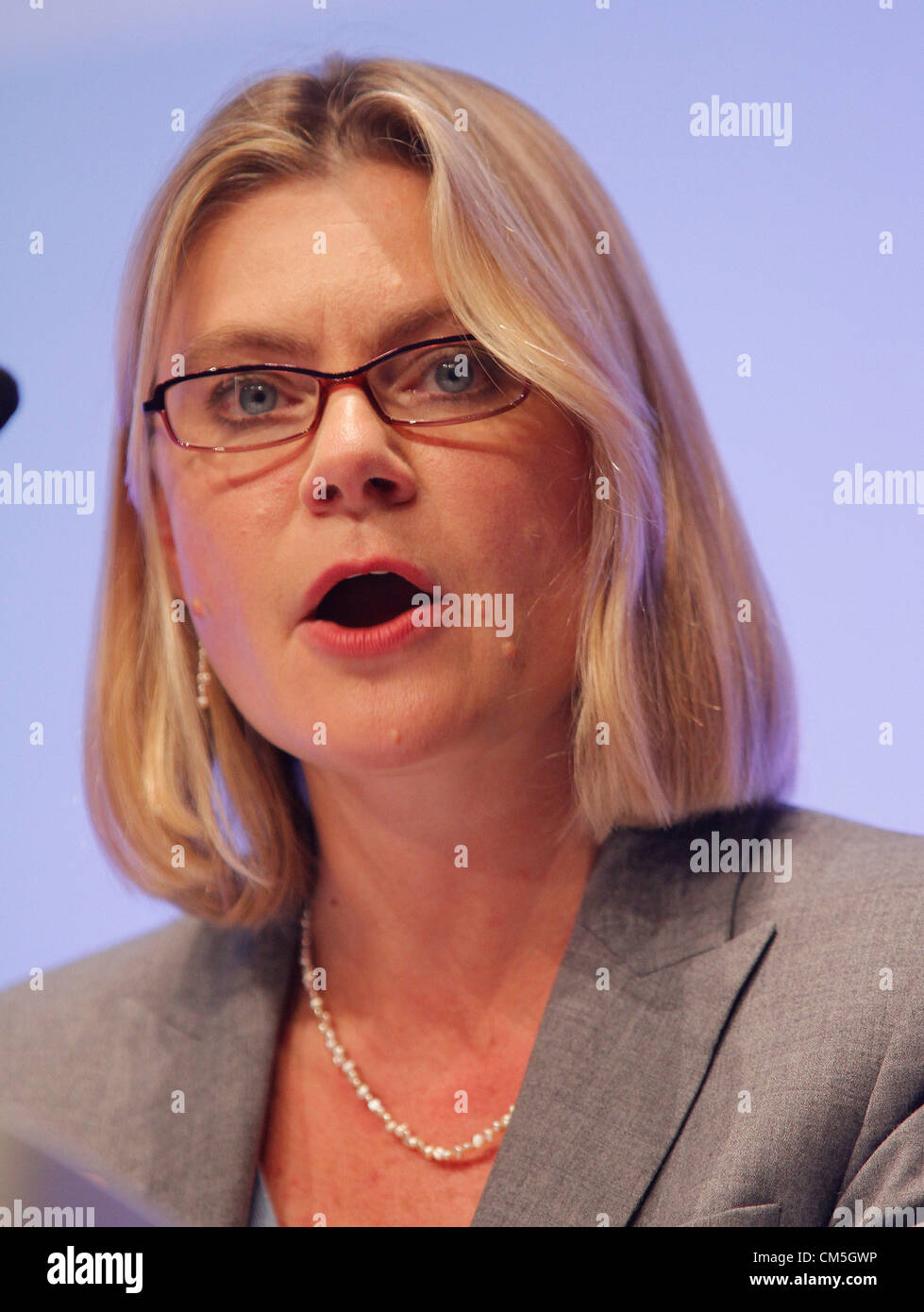 JUSTINE GREENING MP INTERNATIONAL DEVELOPMENT SECR 09 ottobre 2012 CPI BIRMINGHAM INGHILTERRA Foto Stock