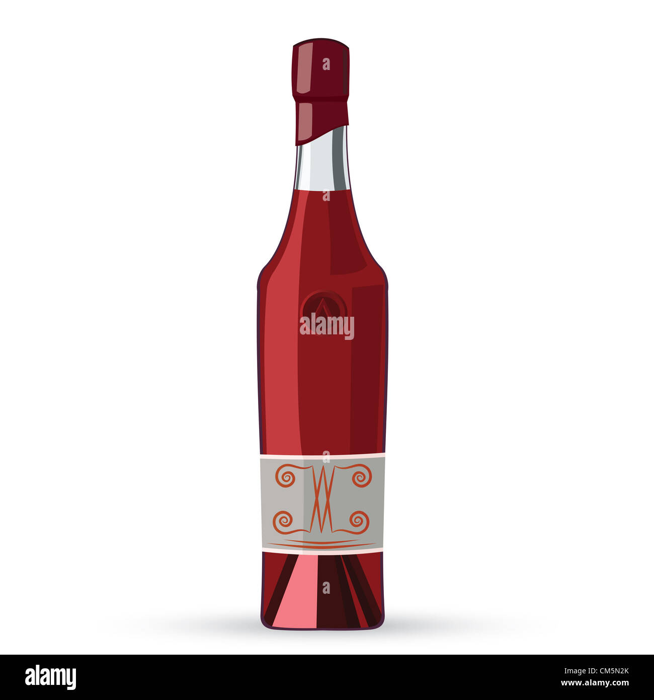 Illustrazione raster della bottiglia di vino rosa isolato su sfondo bianco Foto Stock