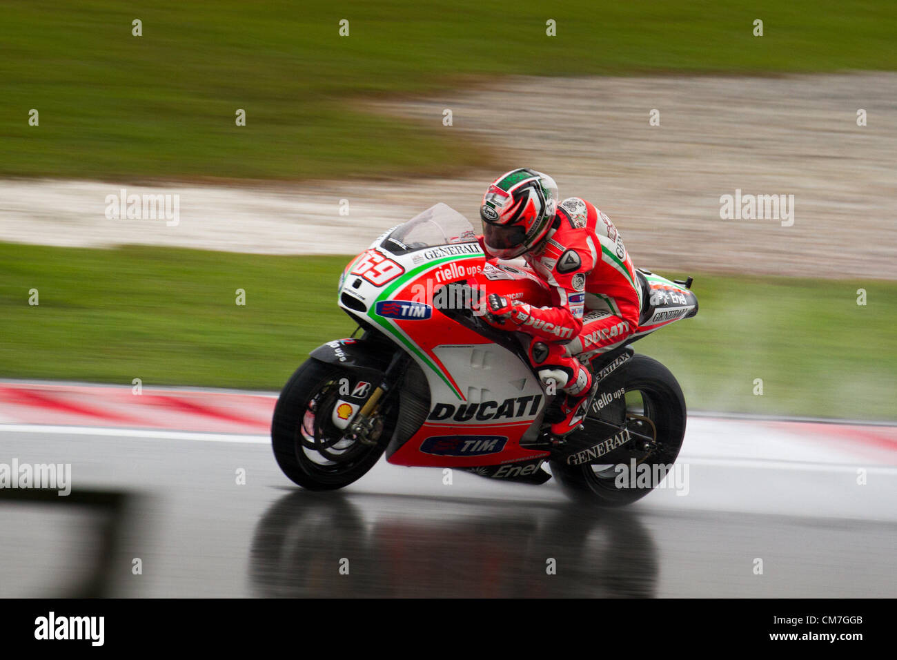 Sepang International Circuit (SIC), Malaysia, Ott 21, 2012. Il pilota della MotoGP Nicky Hayden durante il 2012 Malaysian Motorcycle Grand Prix. Foto Stock