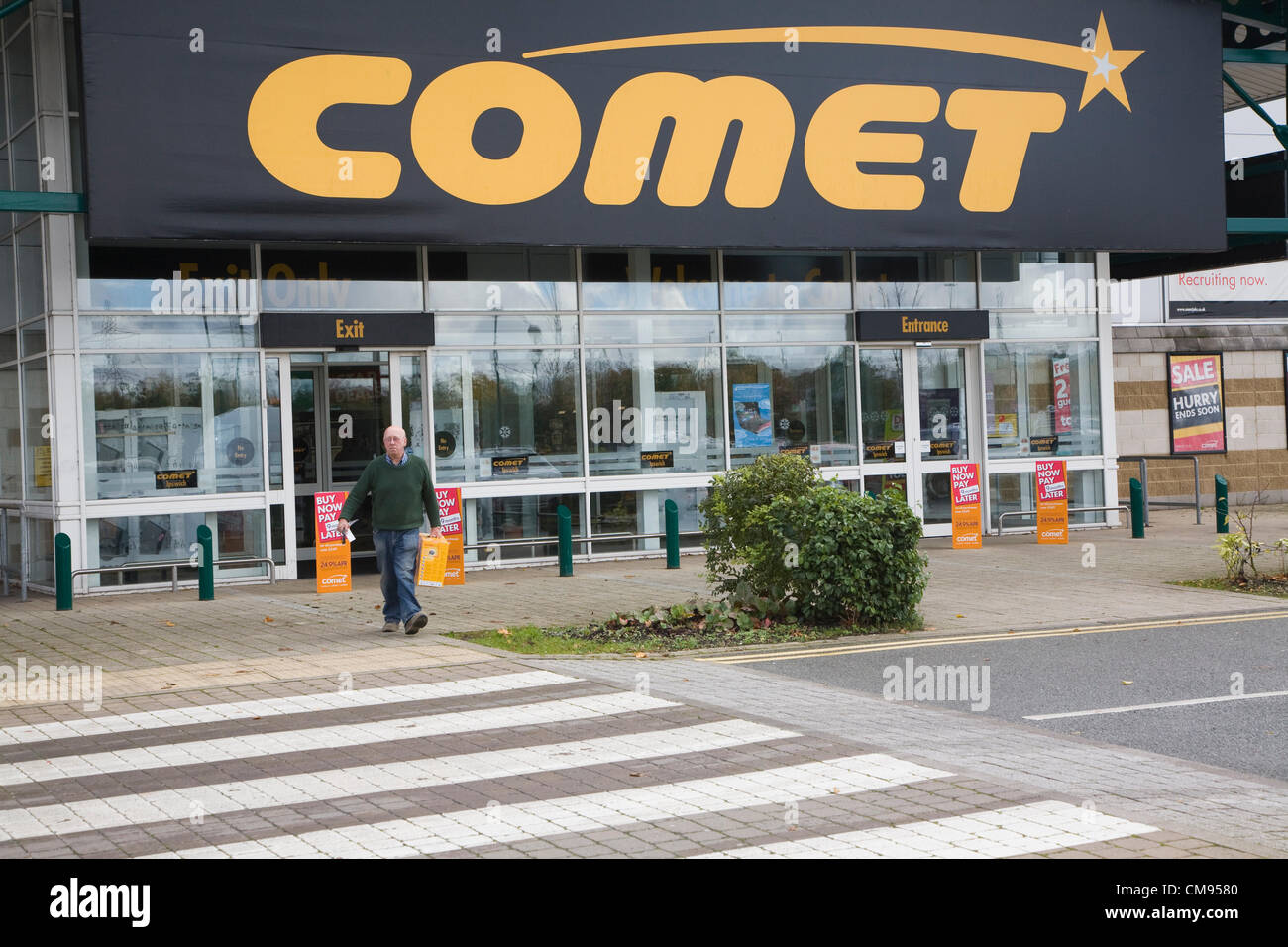 Ipswich, Suffolk. 1 novembre 2012 Comet store a Anglia Retail Park, Ipswich, Inghilterra alcuni 250 negozi che impiega 6.500 Foto Stock
