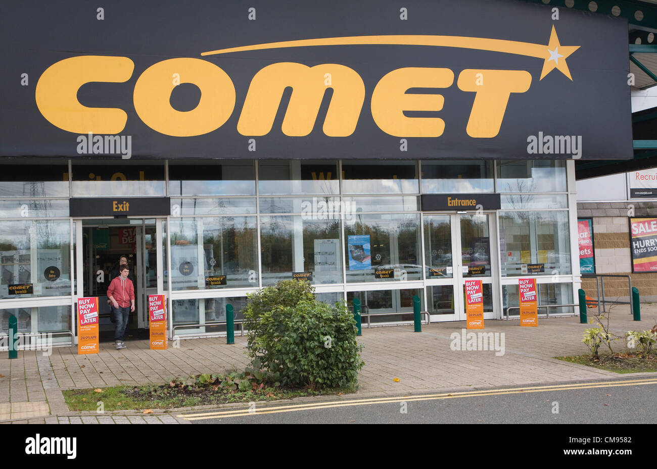 Ipswich, Suffolk. 1 novembre 2012 Comet store a Anglia Retail Park, Ipswich, Inghilterra alcuni 250 negozi che impiega 6.500 Foto Stock