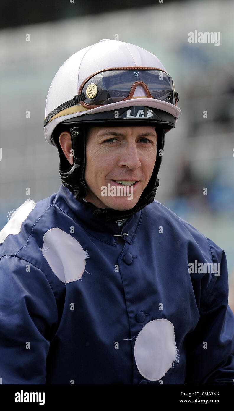 JIM CROWLEY JOCKEY Doncaster Racecourse Doncaster Inghilterra 29 Giugno 2012 Foto Stock