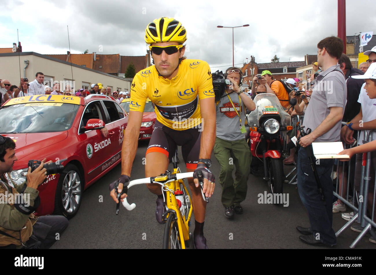 03.07.2012. Orchies, Francia. Cancellara Fabian durante il Tour de France, fase 3. Viaggiando da Boulogne sur Mer a Orchies. Foto Stock