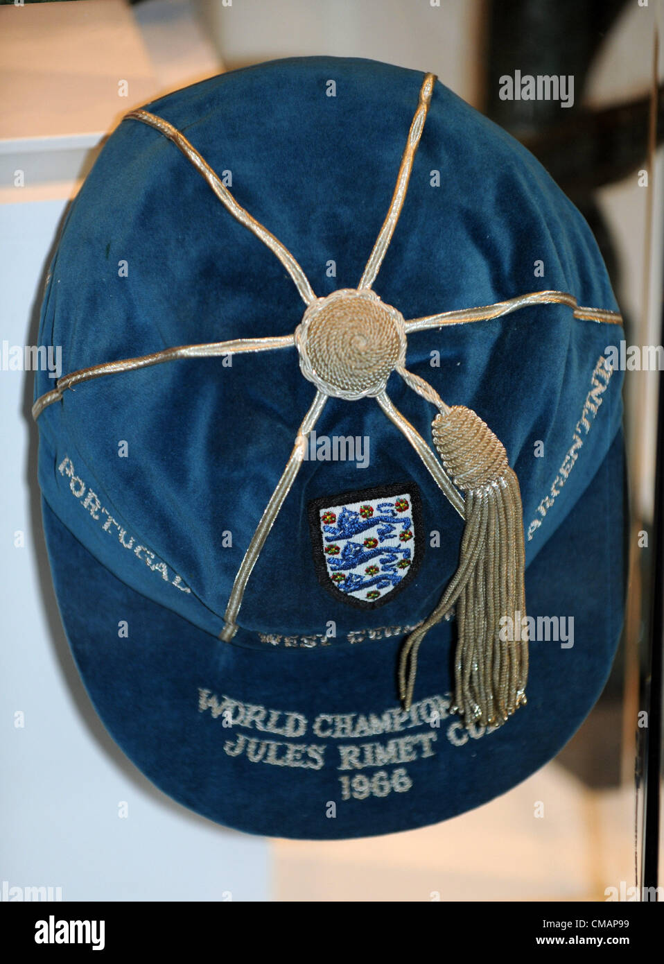 Museo Nazionale del Calcio a Manchester in Gran Bretagna, UK, 1966 world cup Inghilterra cap. Foto Stock