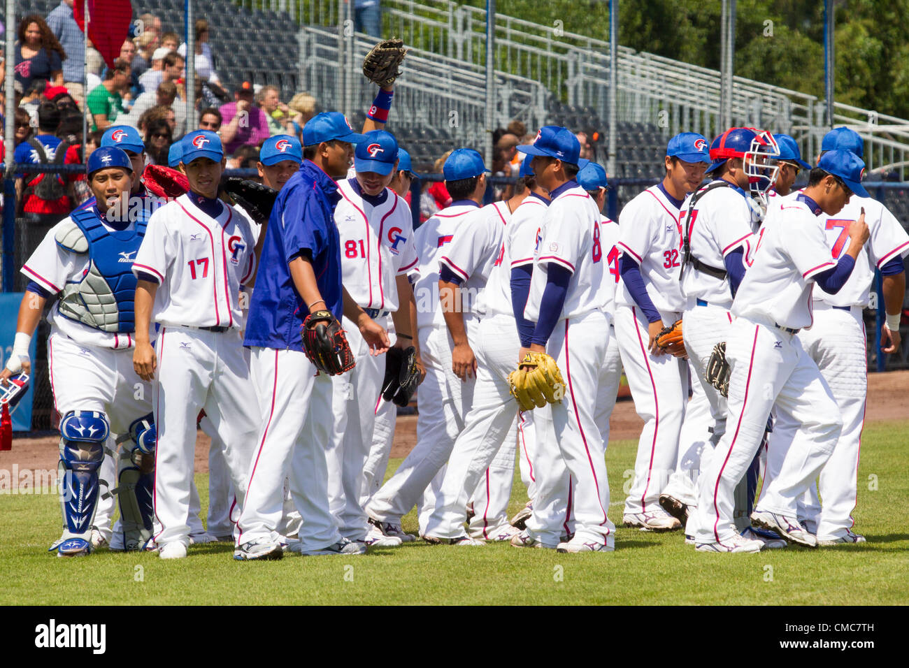 HAARLEM, PAESI BASSI, 15/07/2012. Team di Taipei cinese prima della partita contro i Paesi Bassi a Haarlem Baseball Week 2012. Foto Stock