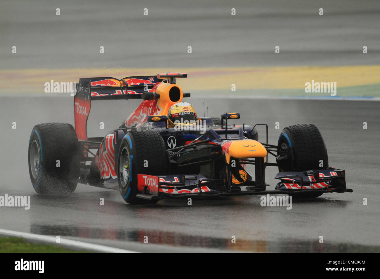 20.07.2012. Hockenheim, Germania, Sebastian Vettel prende su Hockenheim durante le prove di venerdì Foto Stock