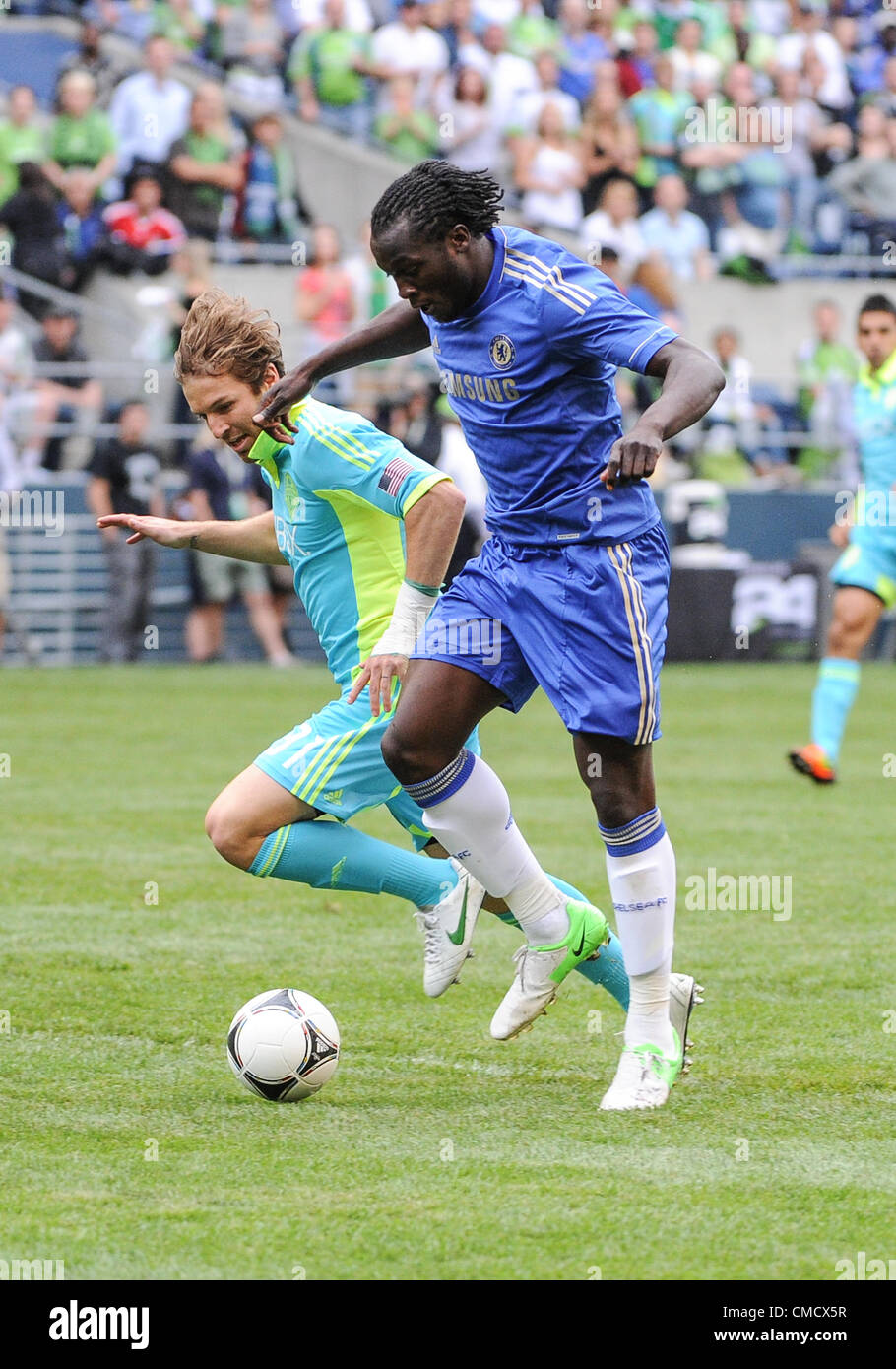 Luglio 18, 2012: CenturyLink Field, Seattle, WA: Chelsea FC Romelu Lakaku al mondo del calcio sfida. Chelsea FC ha sconfitto il Seattle sirene 4-2. Foto Stock