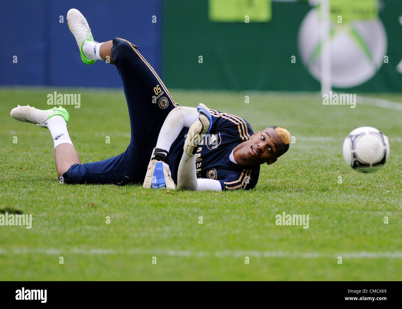 18 luglio 2012: Chelsea FC portiere Josh Ford (29) si riscalda prima di una partita contro le sirene di Seattle FC in campo CenturyLink a Seattle, Washington. Foto Stock