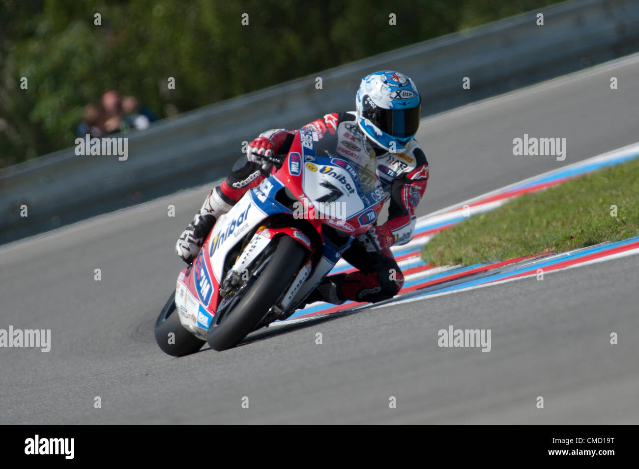 21.07.2012. Brno, Repubblica Ceca. rider 7 Carlos Checa di Althea Racing Ducati 1098R Autodromo di Brno Brno, Repubblica Ceca. La SBK nono round del FIM Superbike World Championship qualifica. Foto Stock