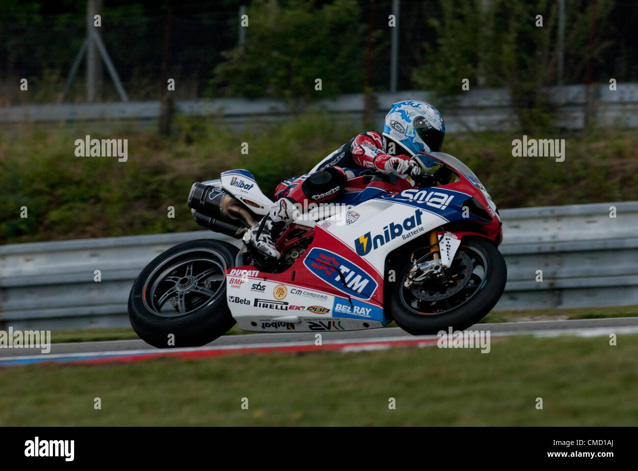 21.07.2012. Brno, Repubblica Ceca. rider 7 Carlos Checa di Althea Racing Ducati 1098R Autodromo di Brno Brno, Repubblica Ceca. La SBK nono round del FIM Superbike World Championship qualifica. Foto Stock