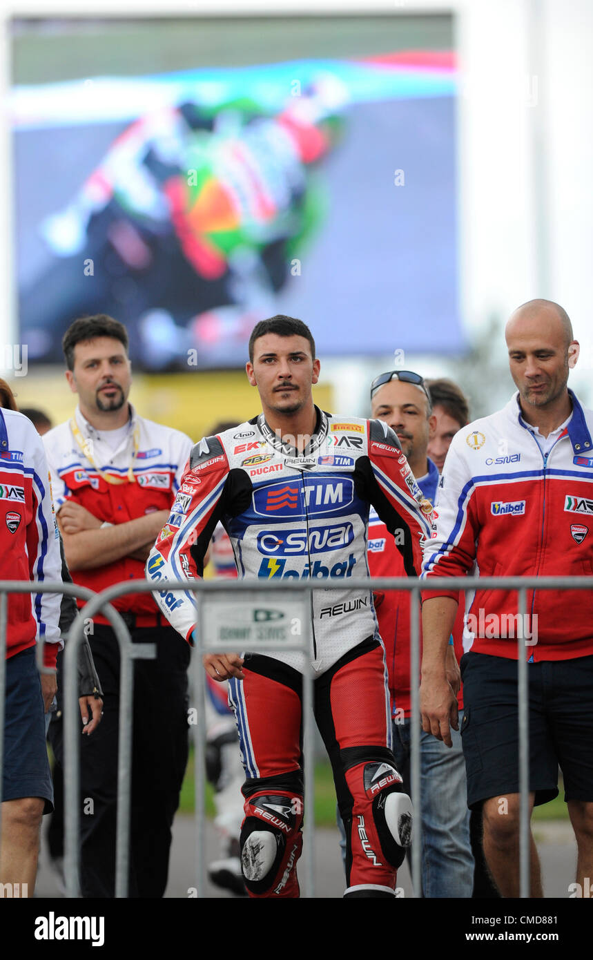 Campionato Mondiale Superbike, qualifica, Brno, Repubblica Ceca, sabato, 21 luglio 2012. Carlos Checa di Spagna. (CTK foto/Vaclav Salek) Foto Stock