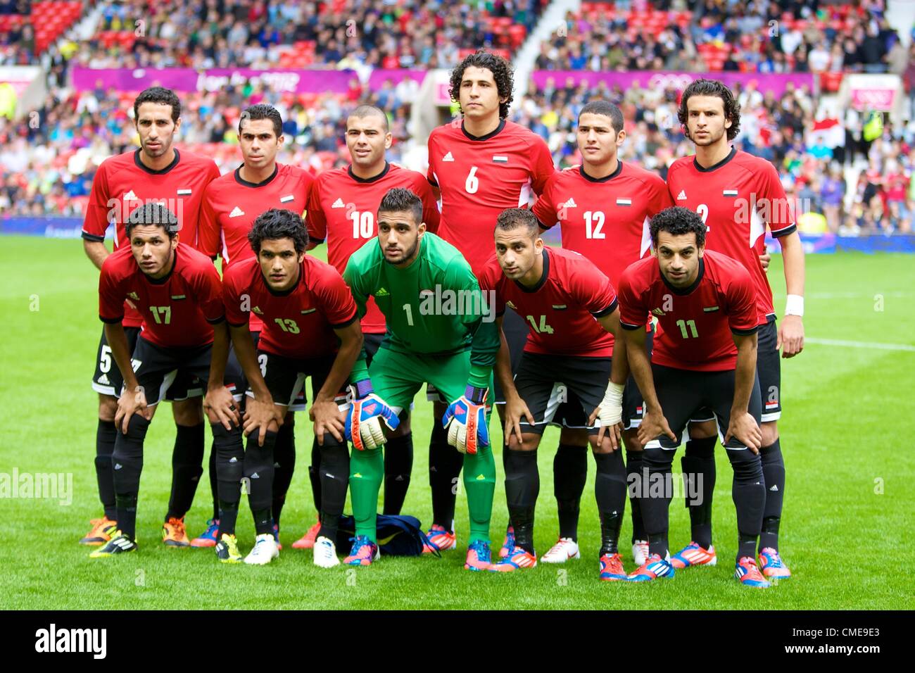 29.07.2012 Manchester, Inghilterra. L'Egitto Team per il primo round group C mens match tra Egitto e la Nuova Zelanda. Foto Stock