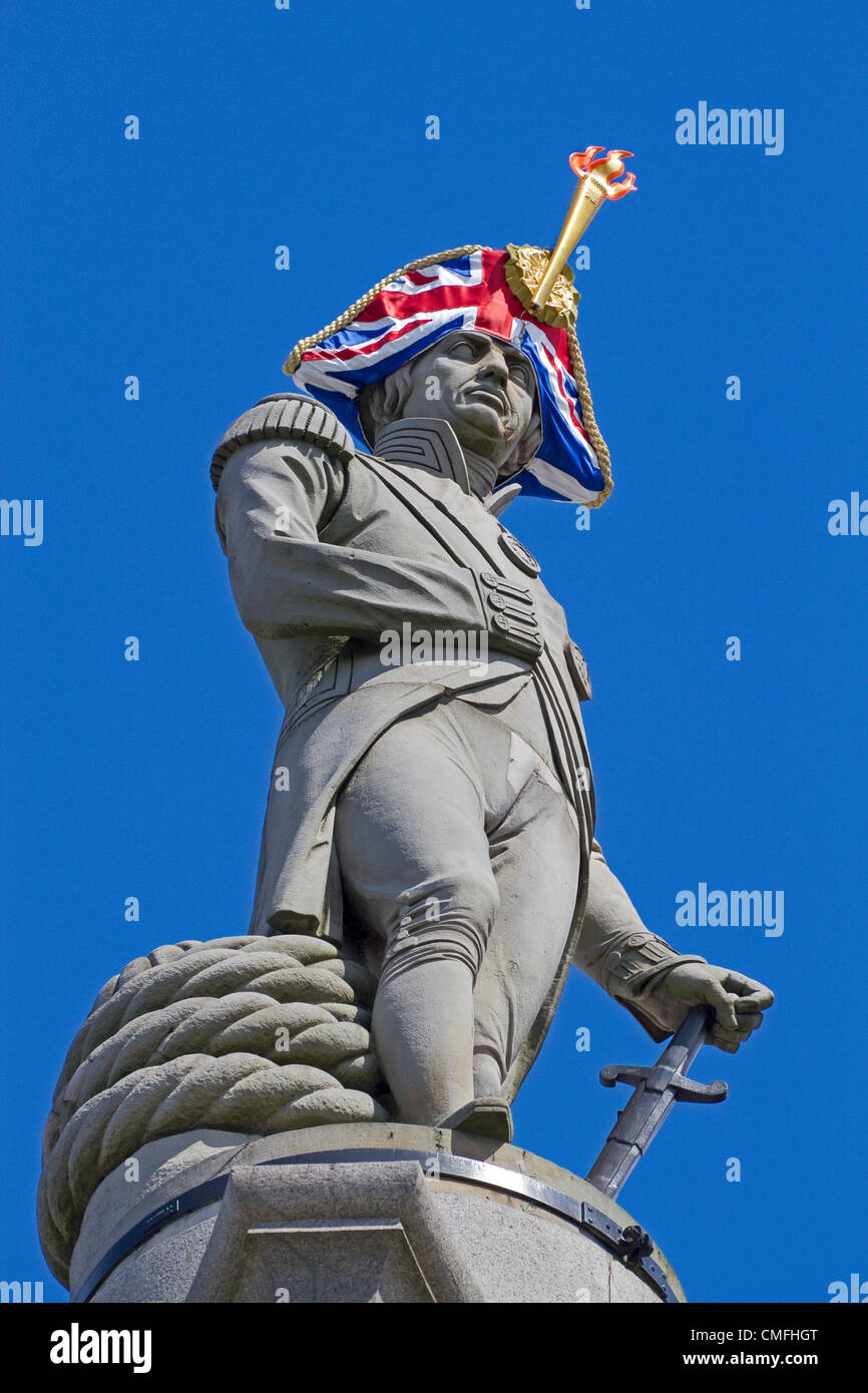 Londra,Trafalgar Square venerdì 3 agosto Nelson che mostra il suo sostegno per il Team GB alla Olimpiadi di Londra 2012 Foto Stock