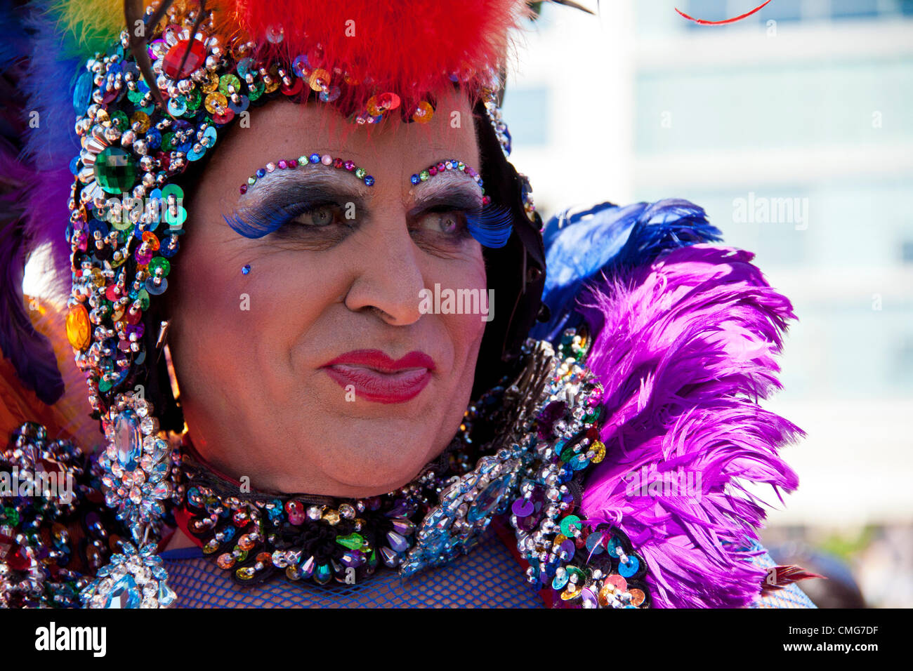 Il 5 agosto 2012. I partecipanti al Vancouver annuale Pride Parade & Festival, West End di Vancouver, British Columbia, Canada. Foto Stock