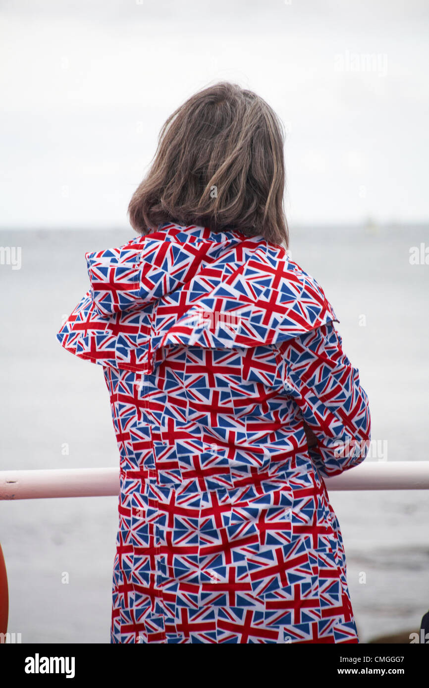 Weymouth, Regno Unito lunedì 6 agosto 2012. Team GB sostenitore a Weymouth, Regno Unito Foto Stock