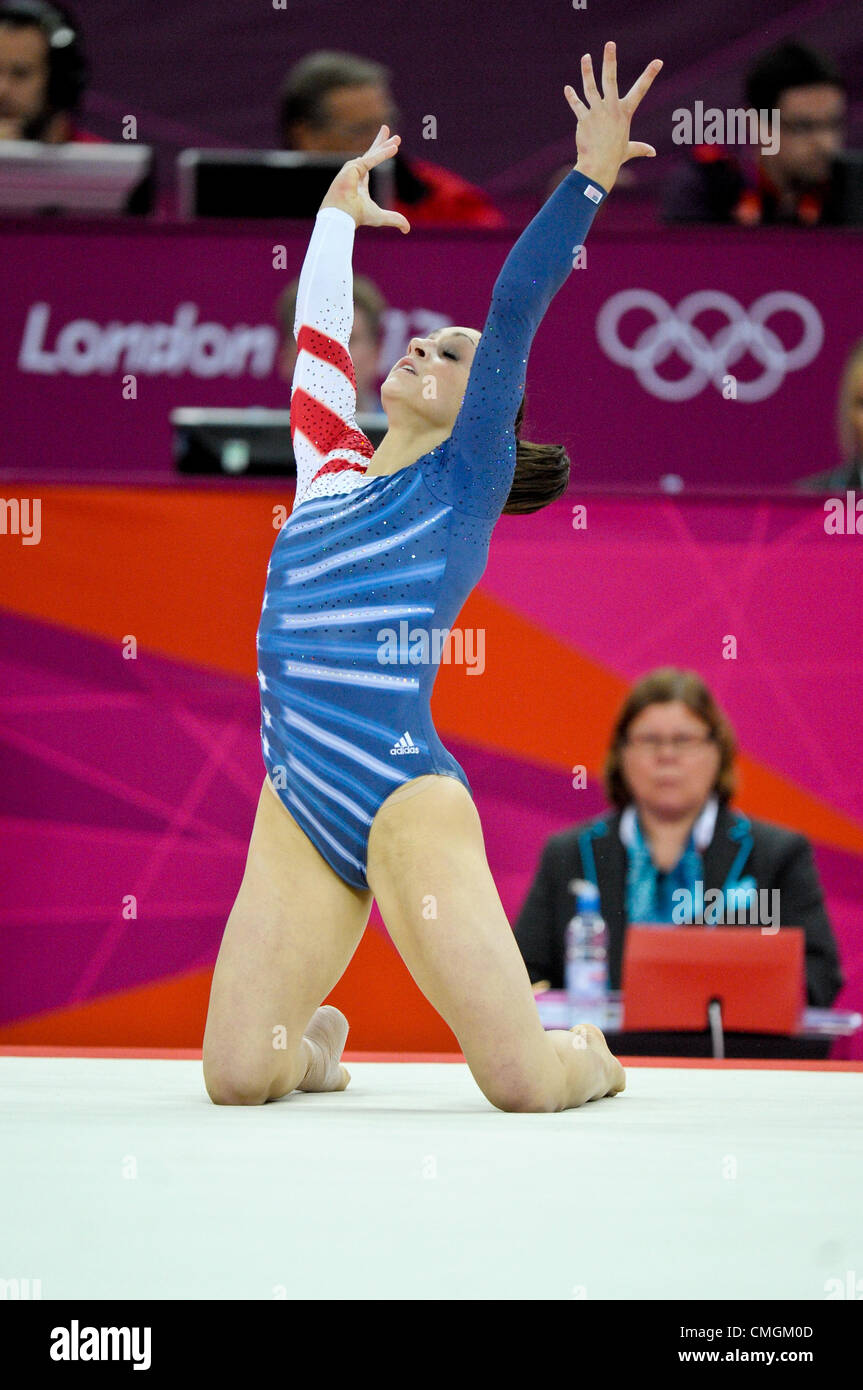 Il 7 agosto 2012. 07.08.2012. Londra Inghilterra. 2012 Giochi Olimpici. La ginnastica dei singoli apparecchi finali North Greenwich Arena. Jordyn Wieber USA Foto Stock