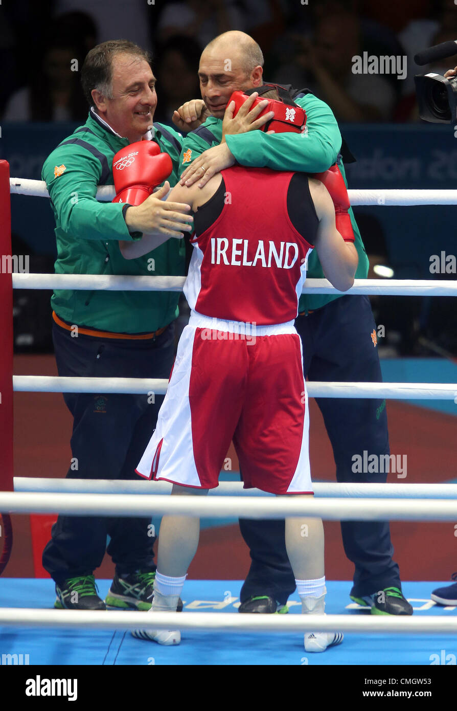 KATIE TAYLOR vince l'Irlanda Stratford London Inghilterra 08 Agosto 2012 Foto Stock