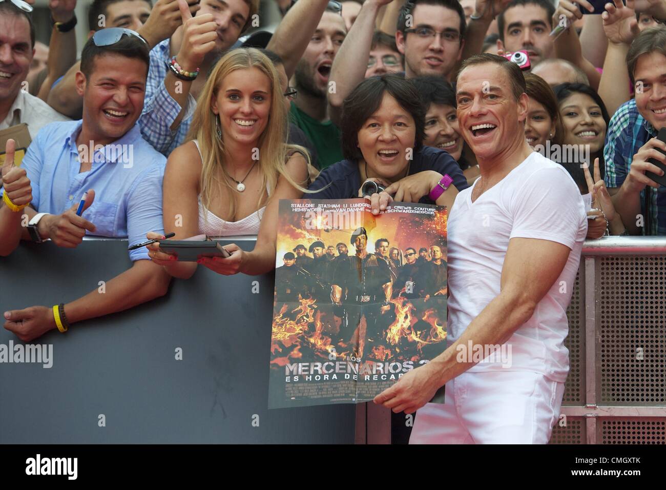 Agosto 8, 2012 - Madrid, Spagna - attore belga Jean Claude Van Damme assiste "le parti soggette a usura 2' premiere a Callao cinema di Madrid (credito Immagine: © Jack Abuin/ZUMAPRESS.com) Foto Stock