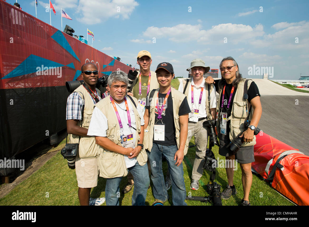 Il 10 agosto 2012 - Londra, Inghilterra, Regno Unito - USA equipaggio Cycling - finale BMX nelle Olimpiadi di Londra 2012 presso la pista di BMX in Agosto 10, 2012 a Londra, Regno Unito. (Credito Immagine: © Paul Kitagaki Jr./ZUMAPRESS.com) Credito: ZUMA Press, Inc. / Alamy Live News Foto Stock