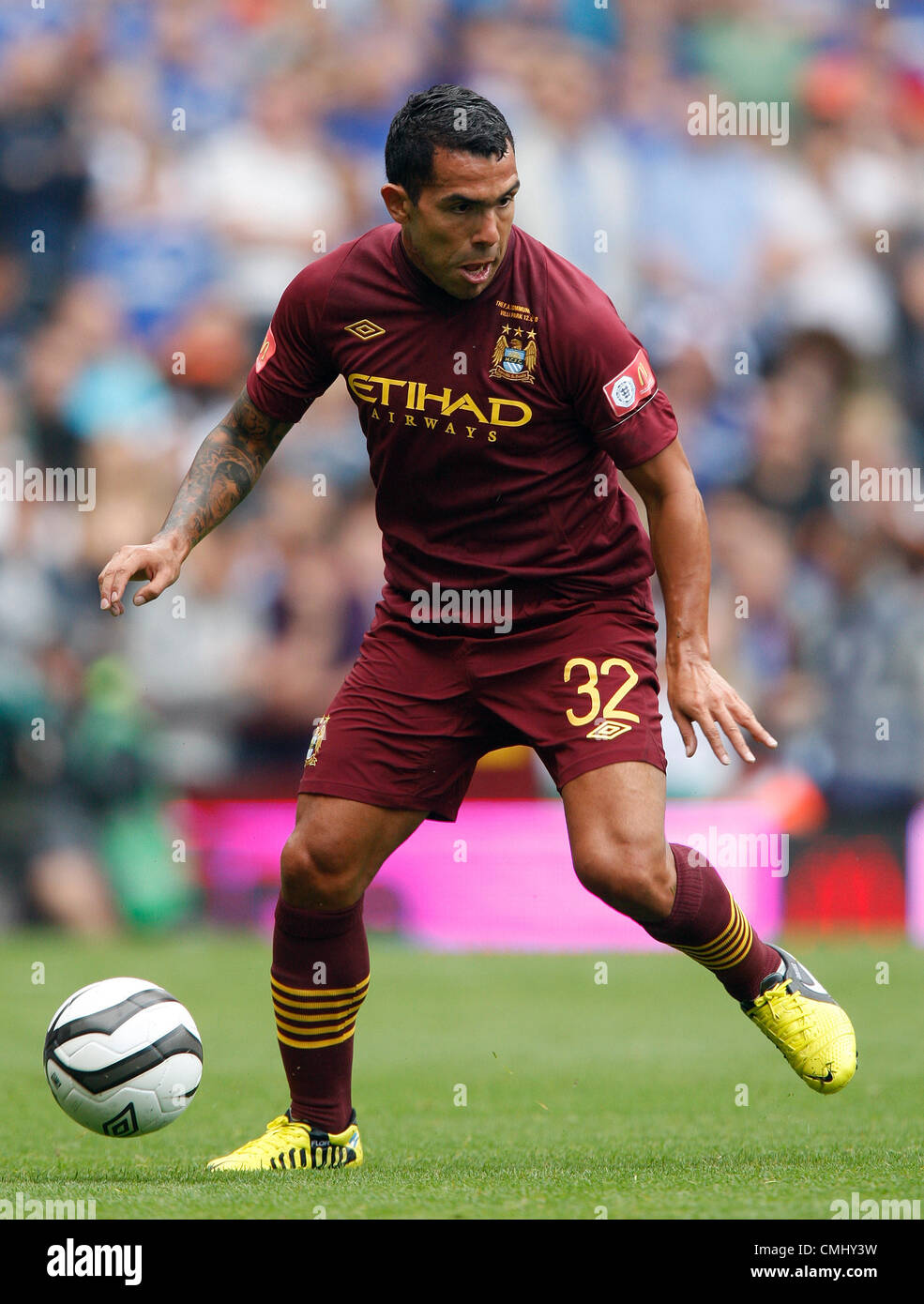 CARLOS TEVEZ Manchester City FC VILLA PARK Birmingham Inghilterra 12 Agosto 2012 Foto Stock