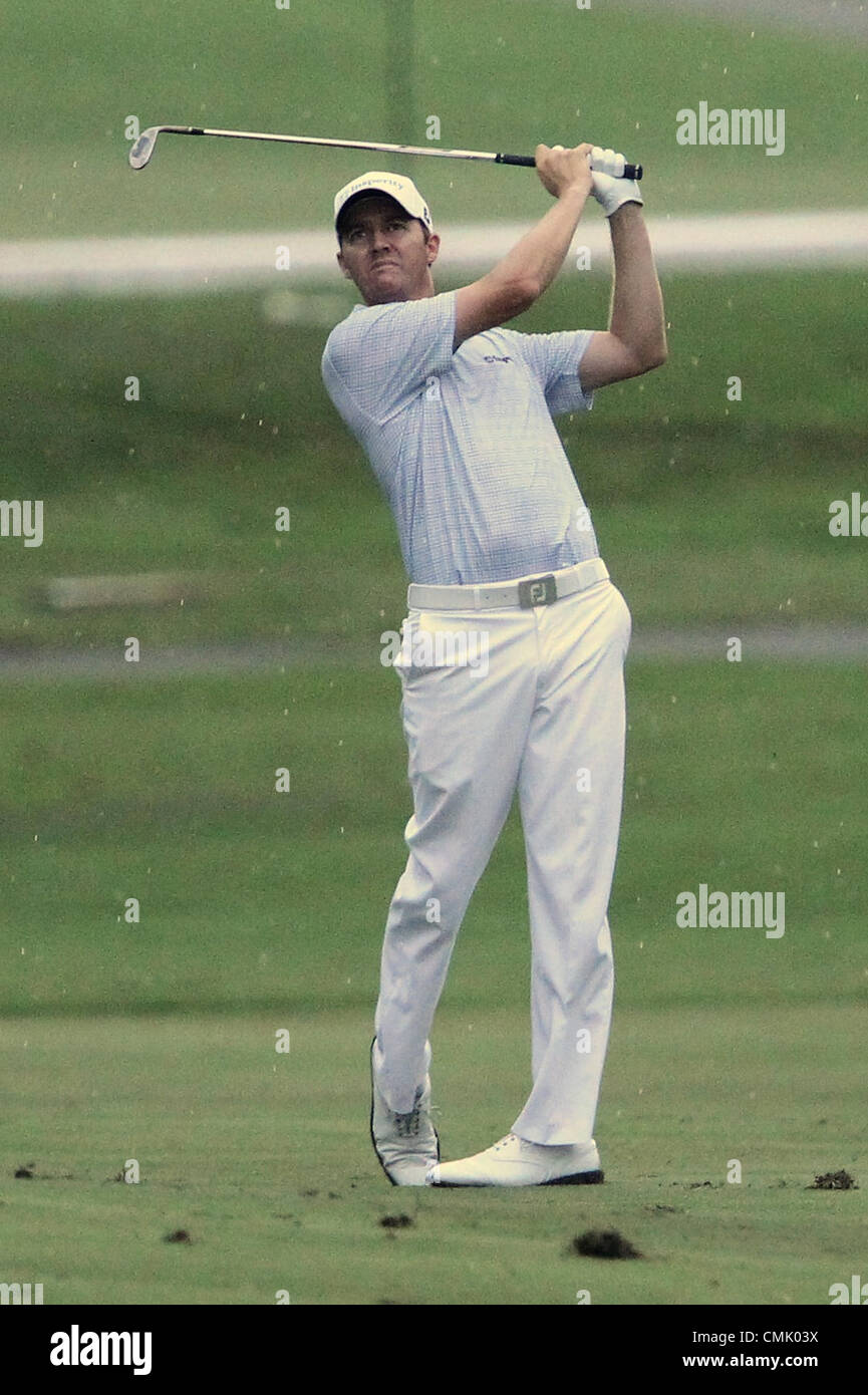 19.08.2012. Greensboro, Nord Carolina, Stati Uniti d'America. Jimmy Walker durante il round finale azione al Wyndham Championship torneo al Sedgefield Country Club di Greensboro, Nord Carolina. Foto Stock