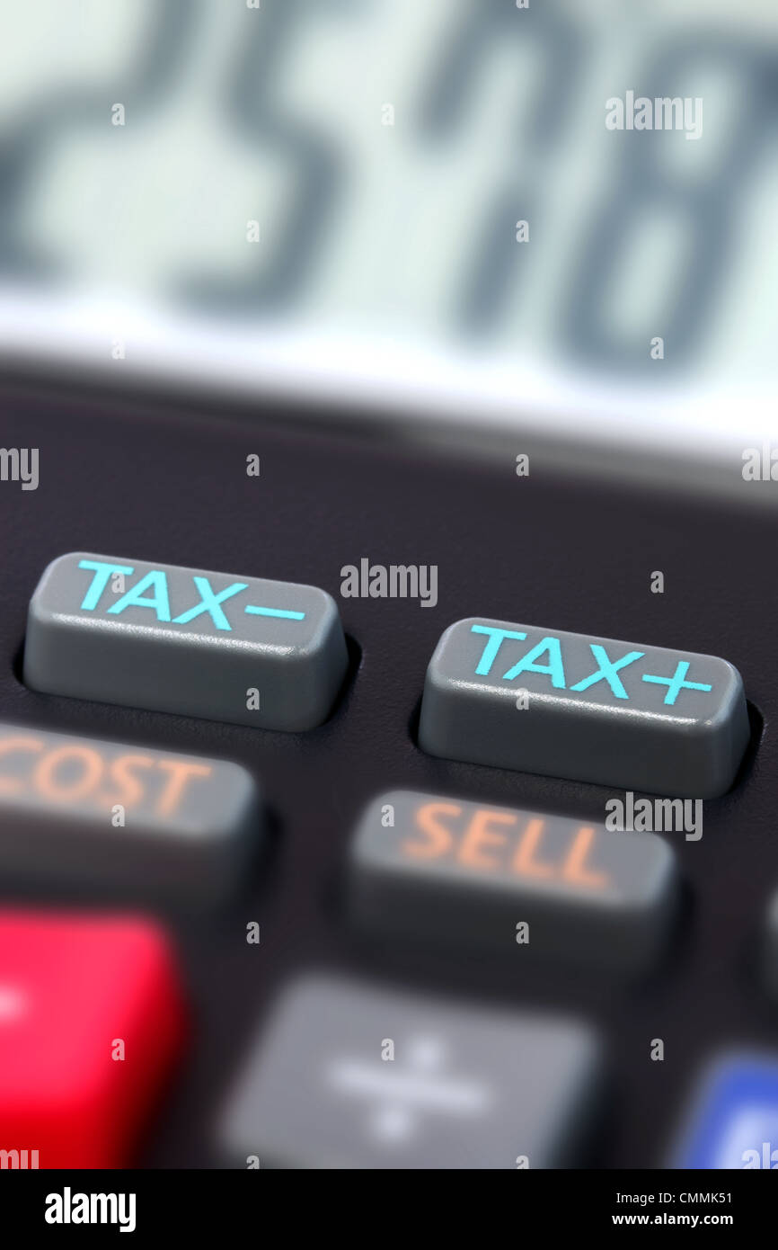 Close up foto dell'imposta pulsanti su una calcolatrice Foto Stock