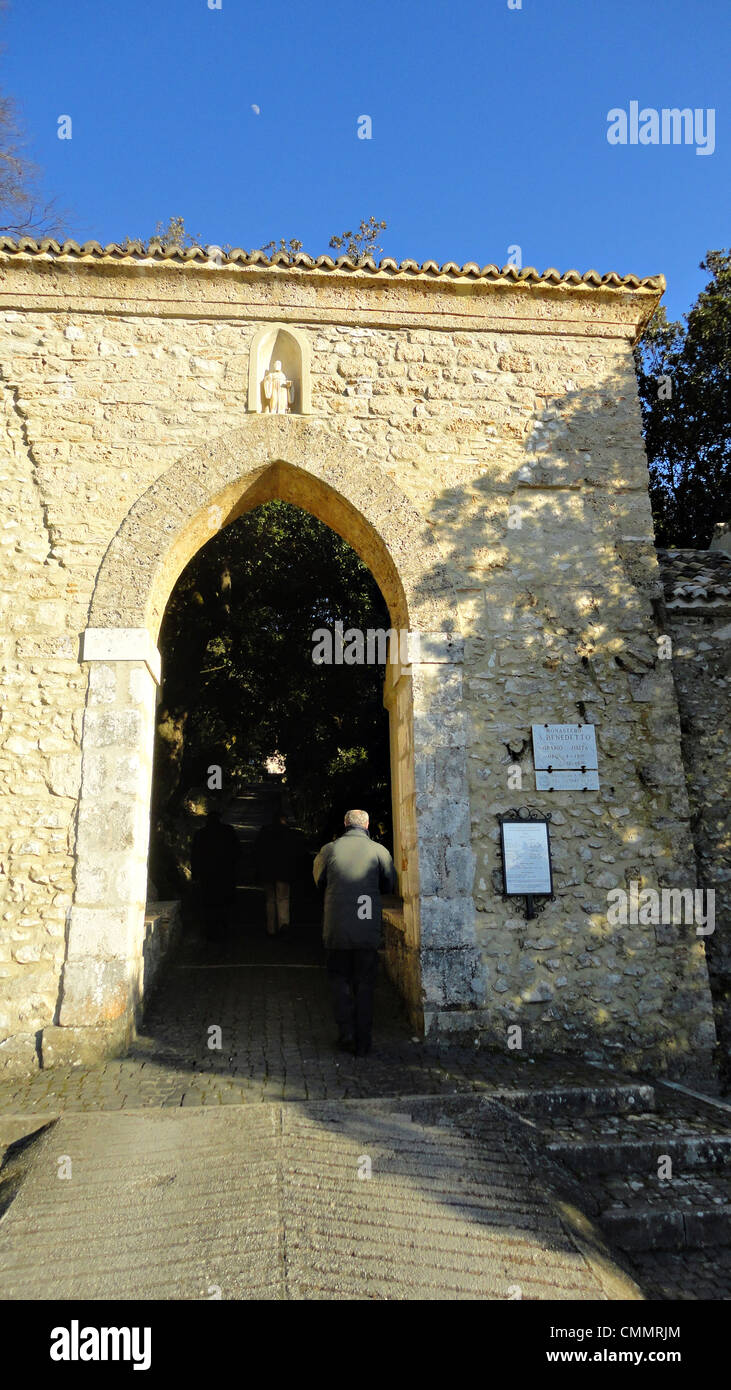 Ingresso a San Benedetto, Abbazia di Subiaco, Italia Foto Stock