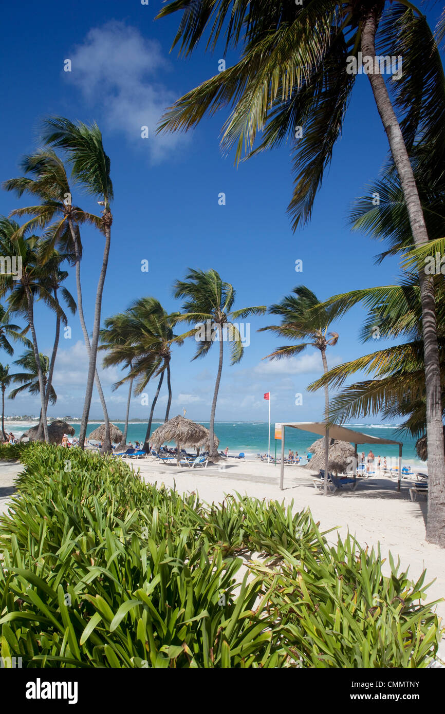 Bavaro Beach, Punta Cana, Repubblica Dominicana, West Indies, dei Caraibi e America centrale Foto Stock