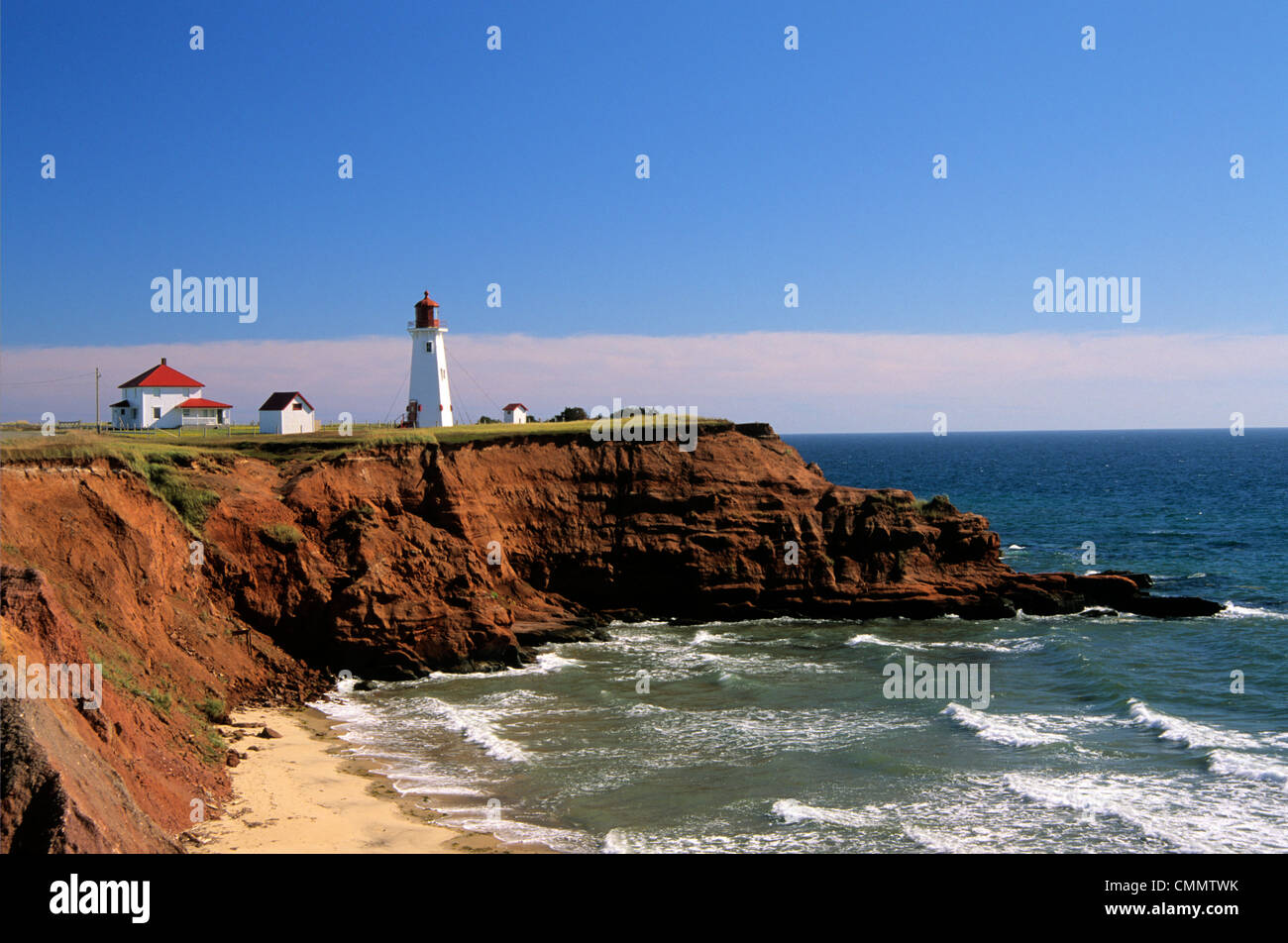Anse a la Cabane faro, Iles de la Madeleine Qubec. Foto Stock
